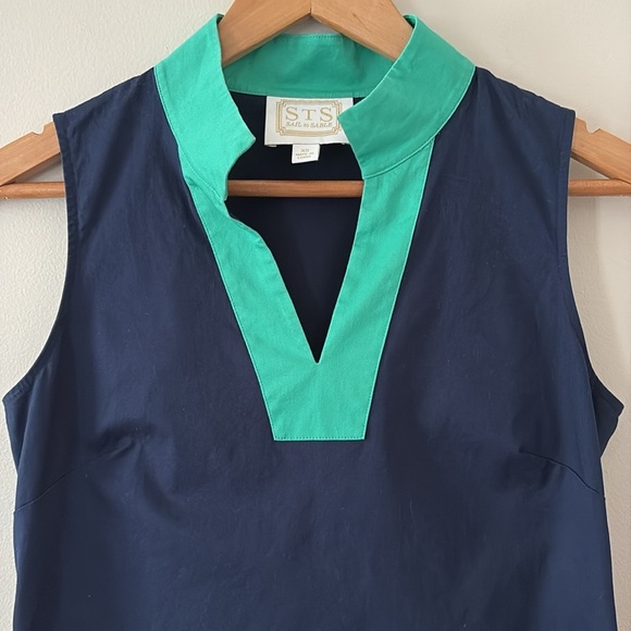 Sail To Sable STS Color Block Tunic Shift Dress Navy Kelly Green Size XS - Picture 4 of 13